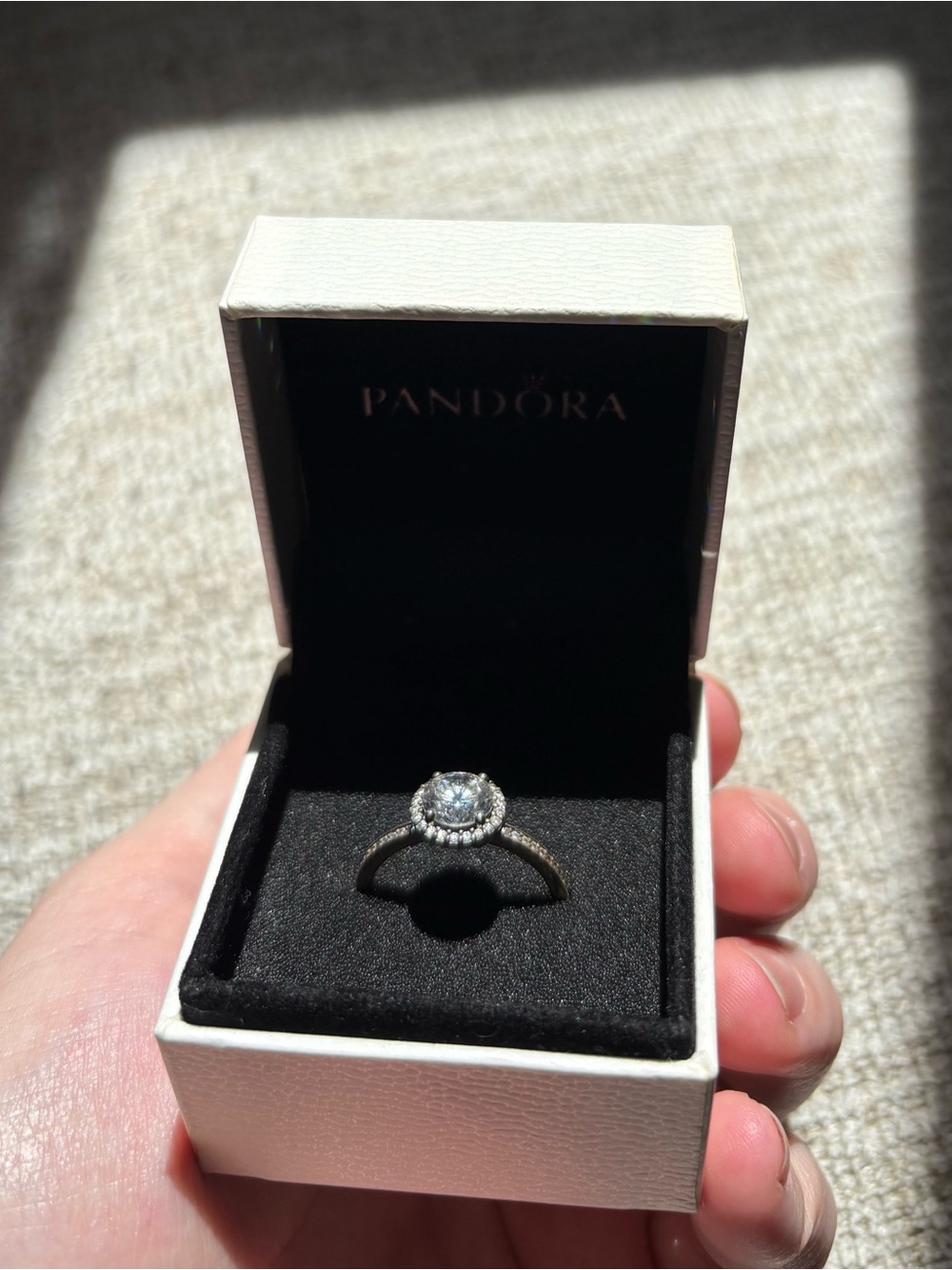 Pandora Silver Halo Ring with White Stones